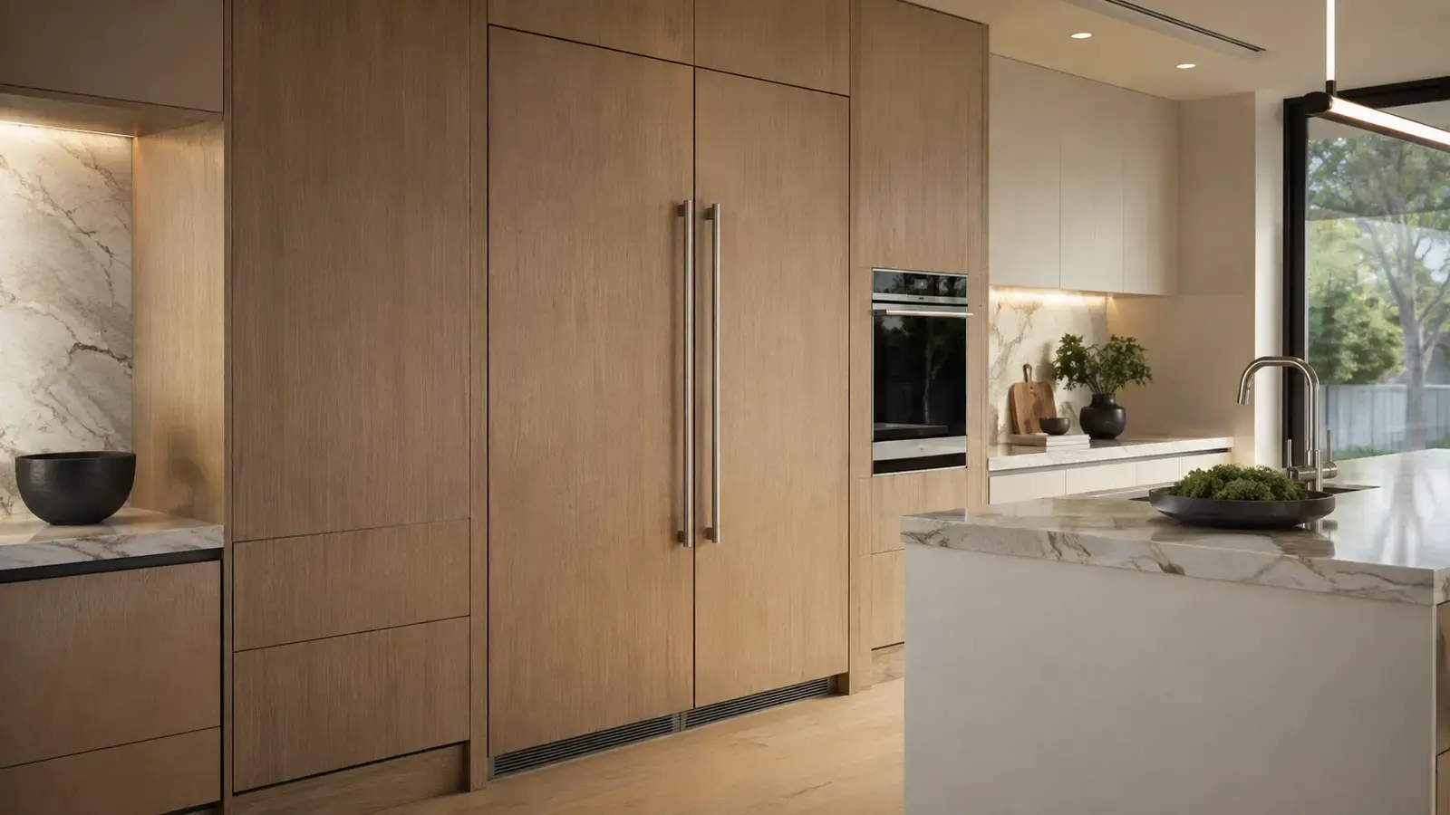 Sub-Zero built-in refrigerator fitted into custom cabinetry in a GTA kitchen