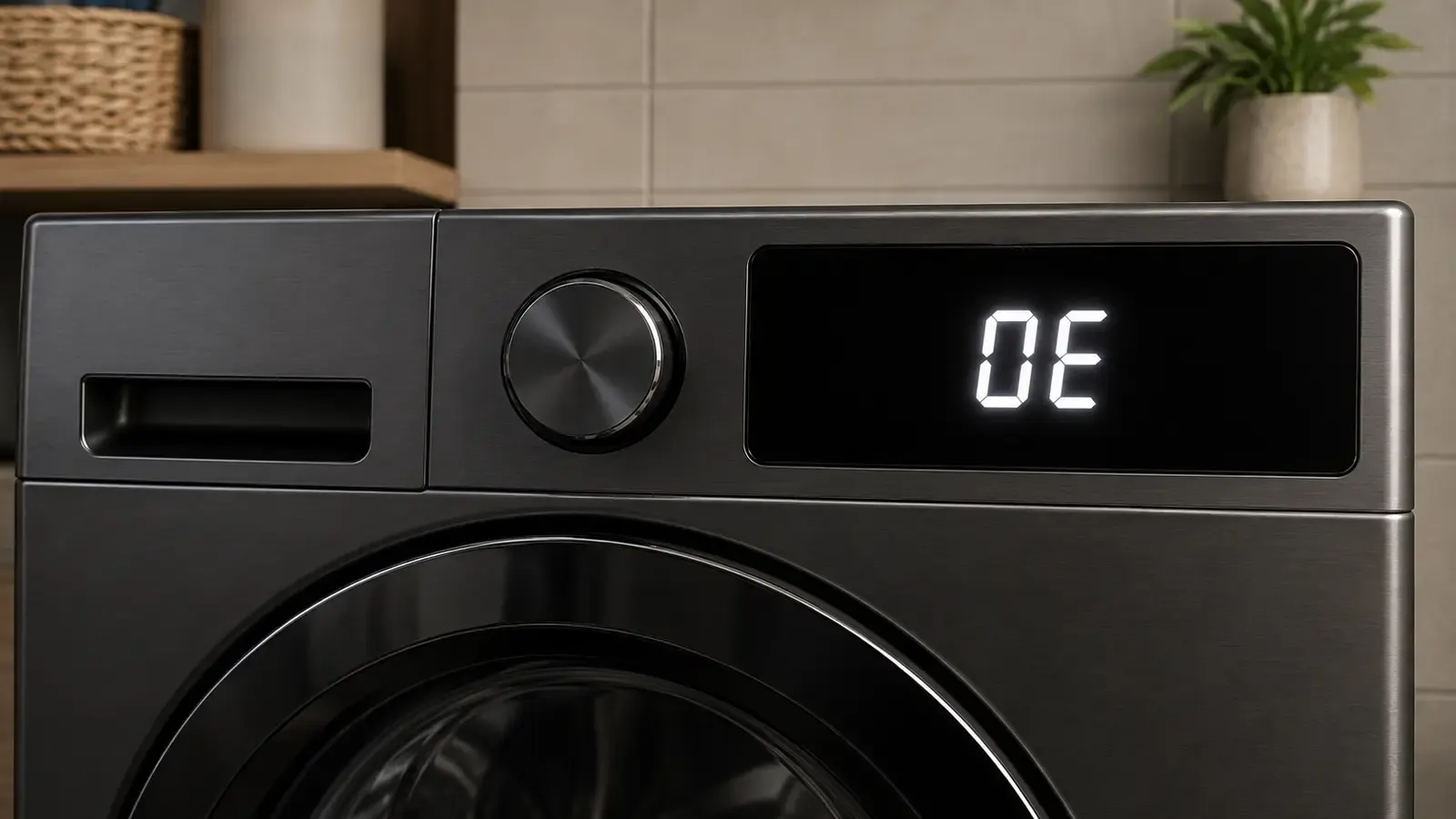LG front-load washer control panel displaying an error code
