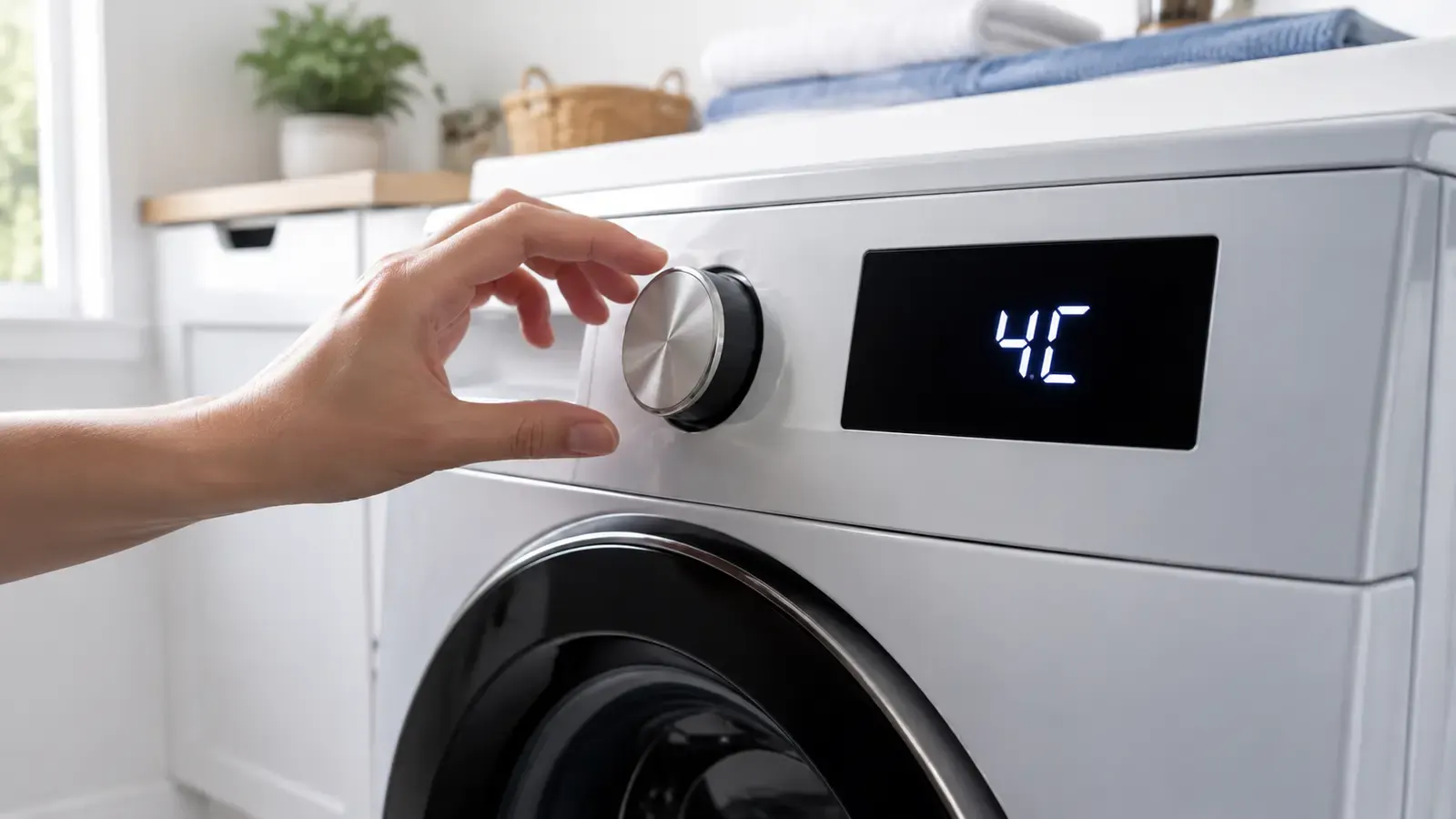 Samsung front-load washer displaying an error code on its control panel